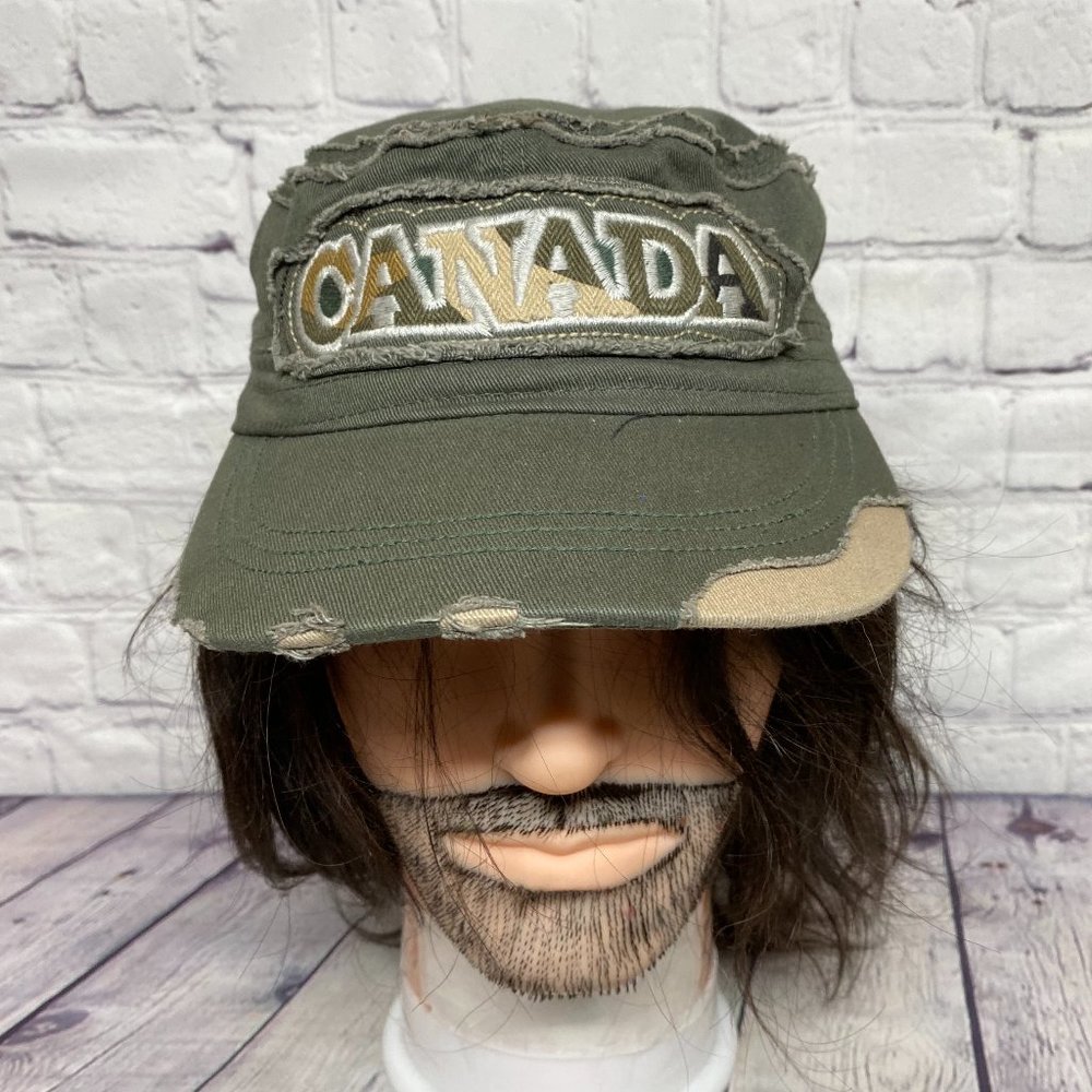 Distressed Camo Hat Women's Army Cap Stretch Fit Canada Fits S-M Small Medium